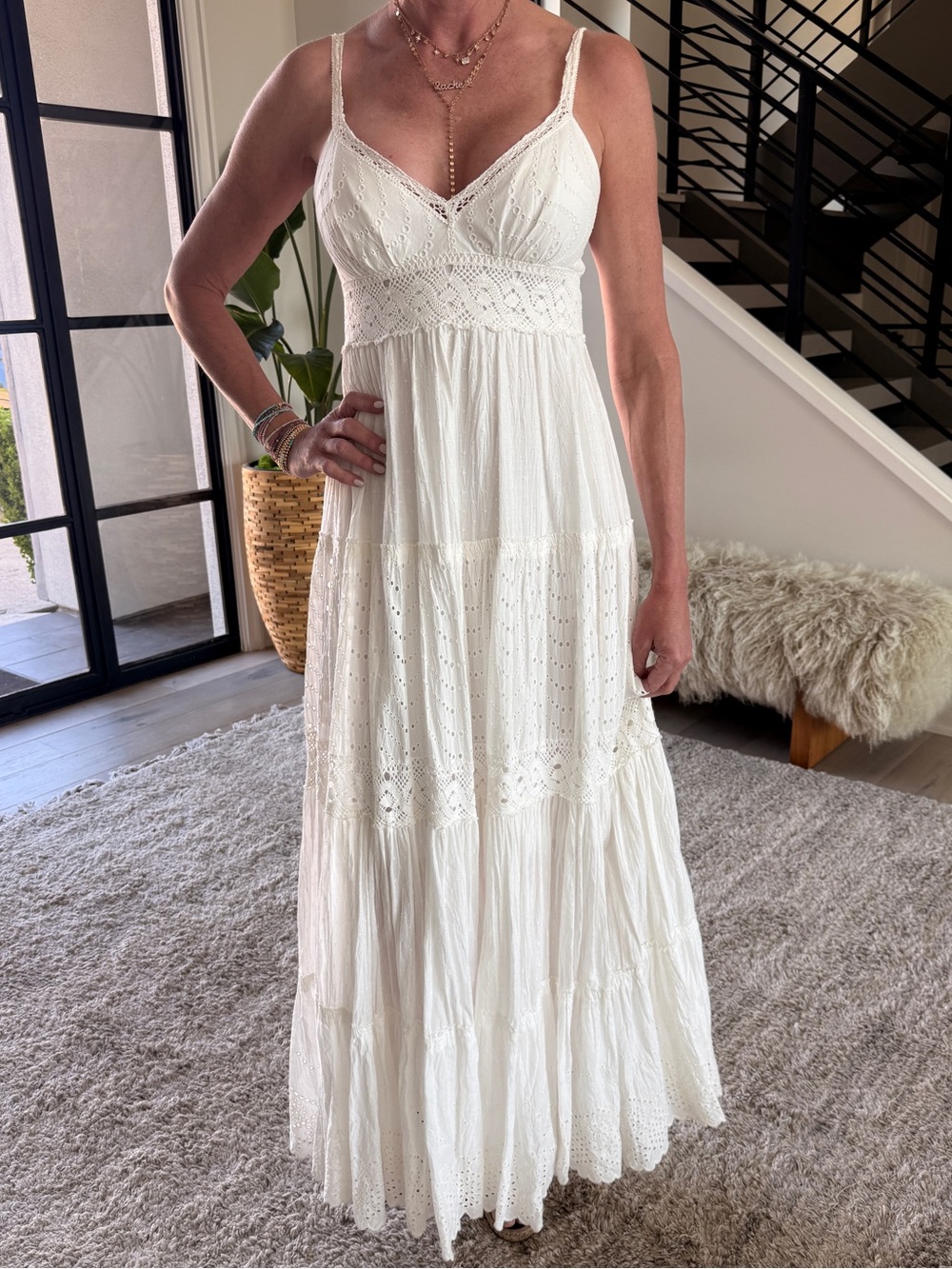BCBG white Eyelet Maxi Sundress - Women small
